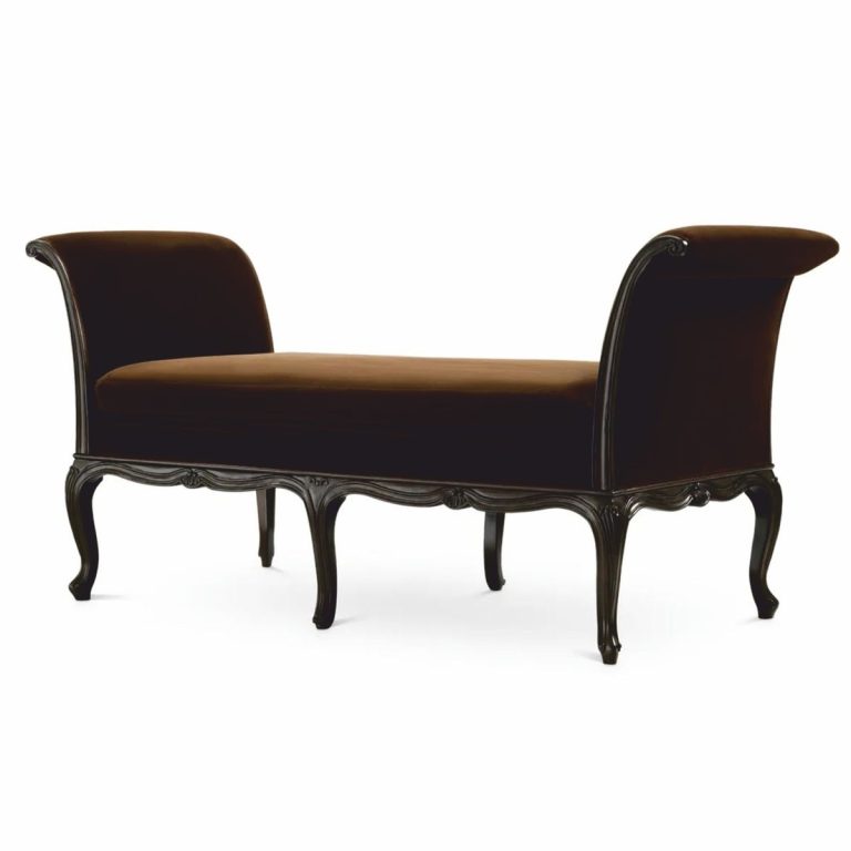 Banc baroque de luxe en velours marron foncé 172 cm