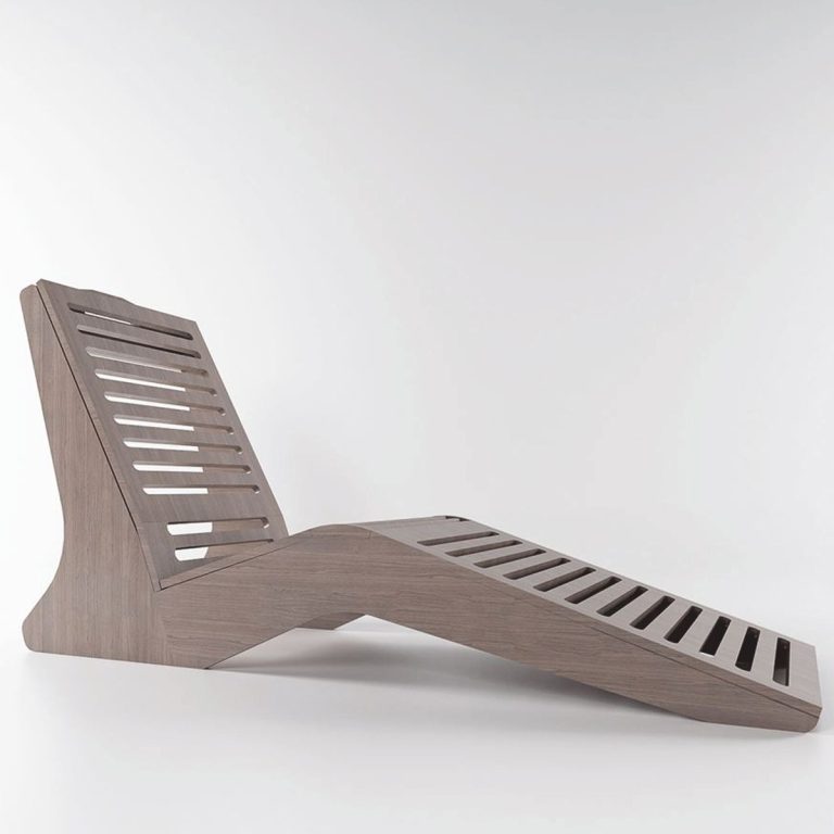 Chaise longue de luxe gris 168 x 56 x H. 91 cm