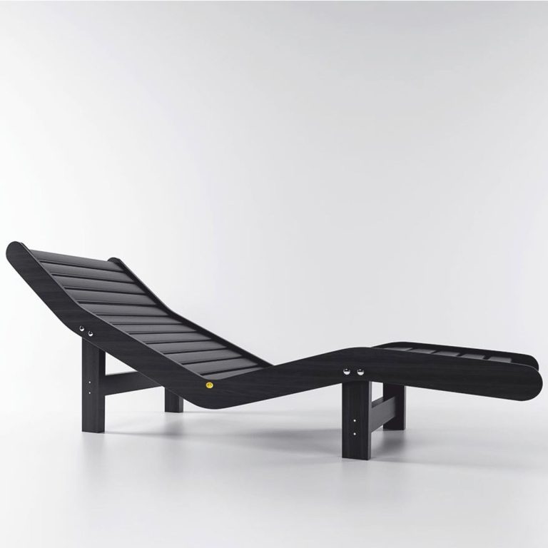 Chaise longue de luxe noir 164 cm