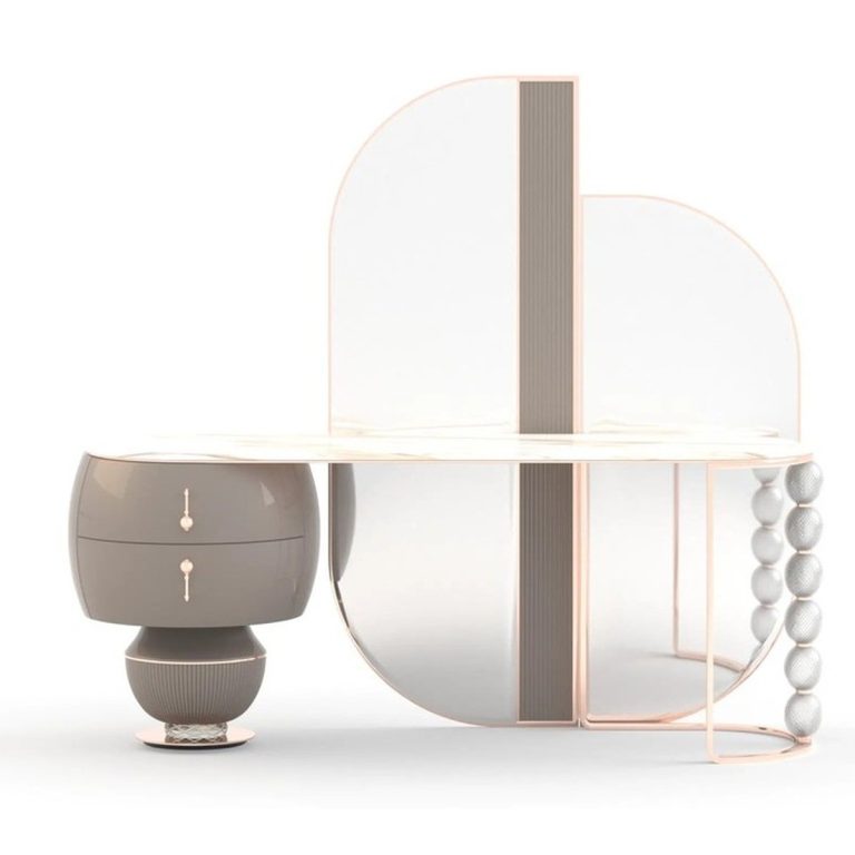 Commode de luxe blanc / taupe