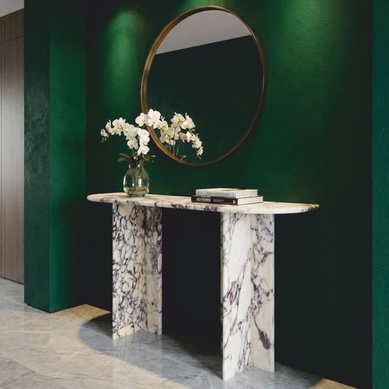 Console en marbre de luxe blanc / violet 120 cm