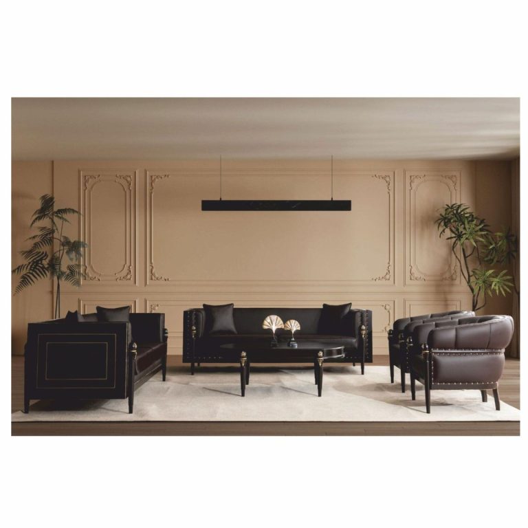 Ensemble de salon baroque de luxe marron foncé / or