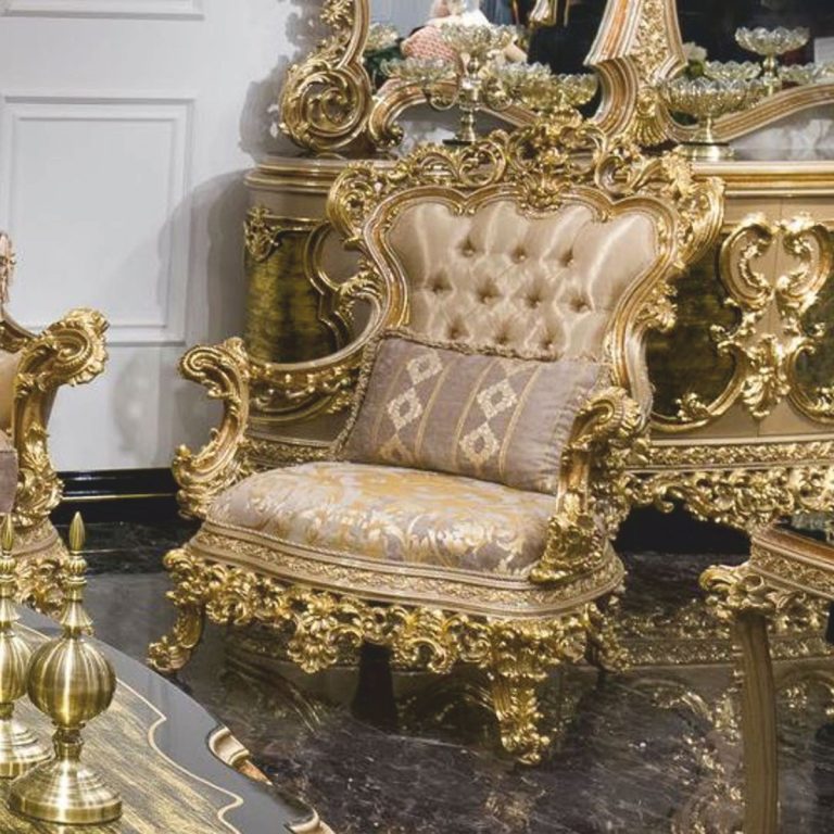 Fauteuil baroque de luxe gris / or