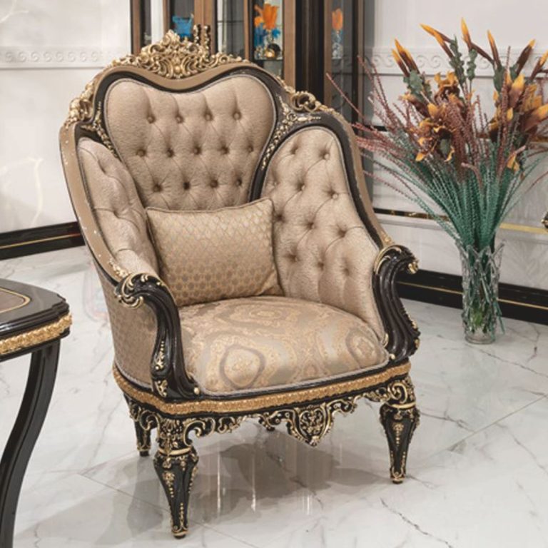 Fauteuil baroque de luxe or / noir / or
