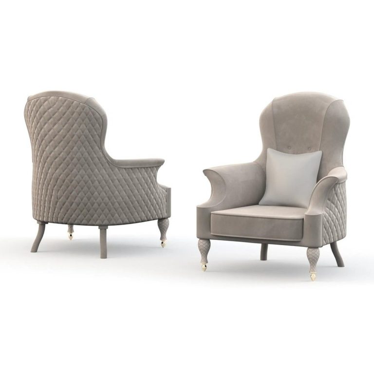 Fauteuil de luxe taupe / blanc