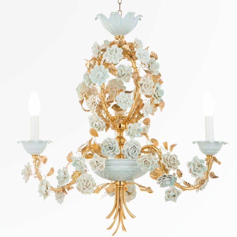 Lustre baroque de luxe or / blanc / vert Ø 58 cm