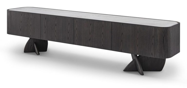 Meuble TV de luxe gris foncé / gris 220 x 42 x H. 52 cm