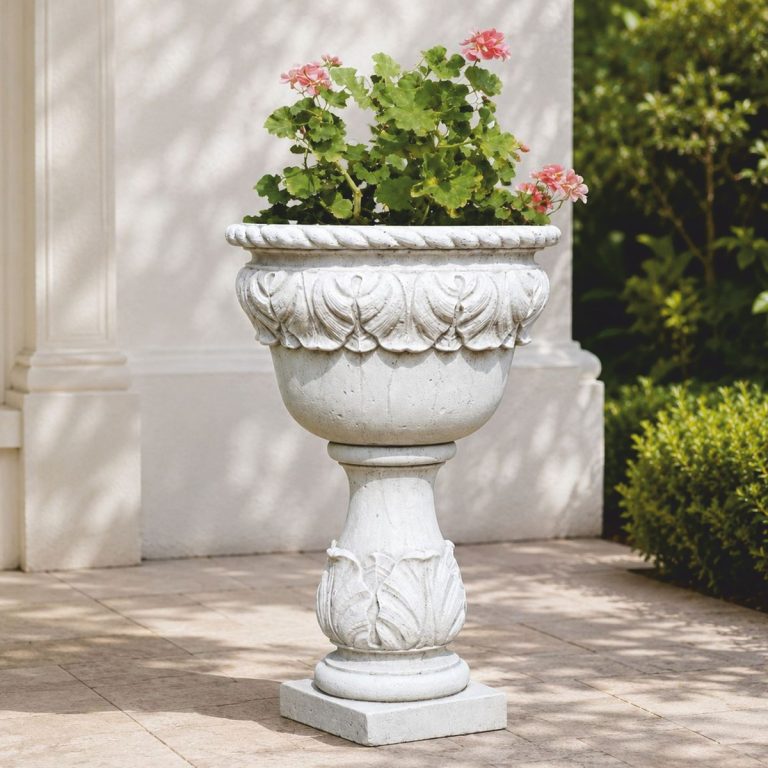 Pot de fleurs baroque de luxe blanc H. 80 cm